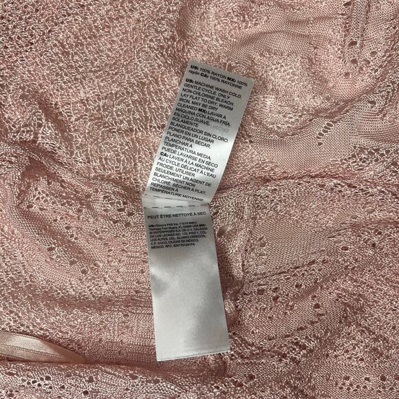 White House Black Market Pink Open Knit Cardigan Drape Front Lightweight Sz L - Picture 7 of 7
